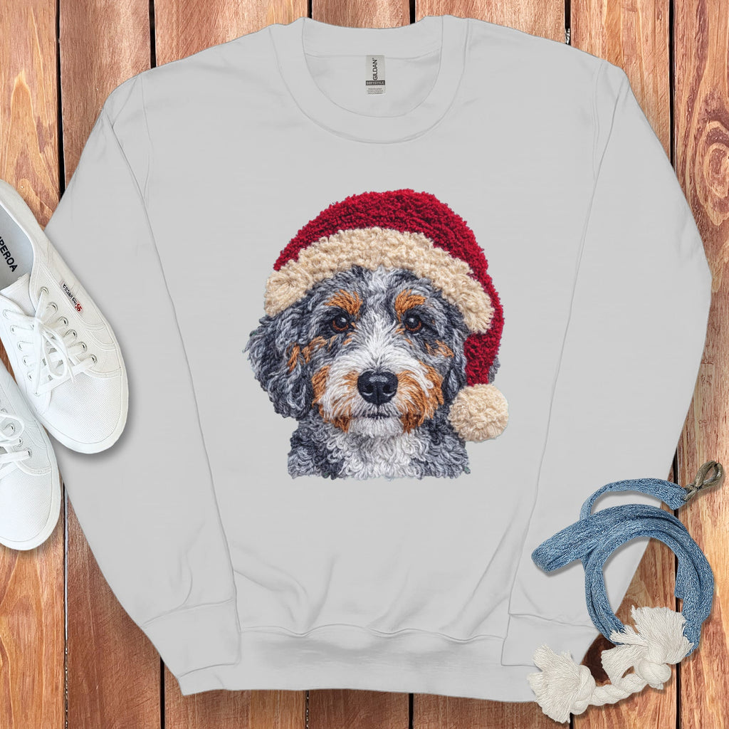 Aussiedoodle Santa Faux Yarn Sweatshirt in Sport Grey / S by Puppy Jo