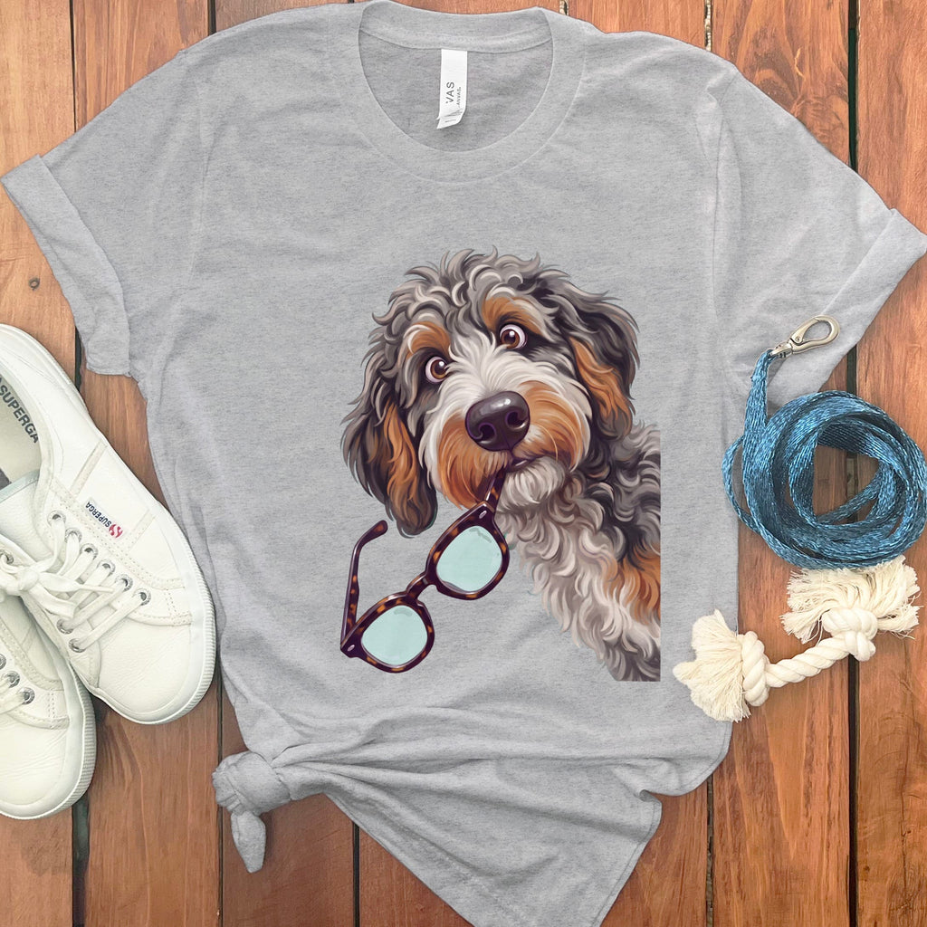 Aussiedoodle Stolen Glasses T-Shirt in Athletic Heather / S by Puppy Jo