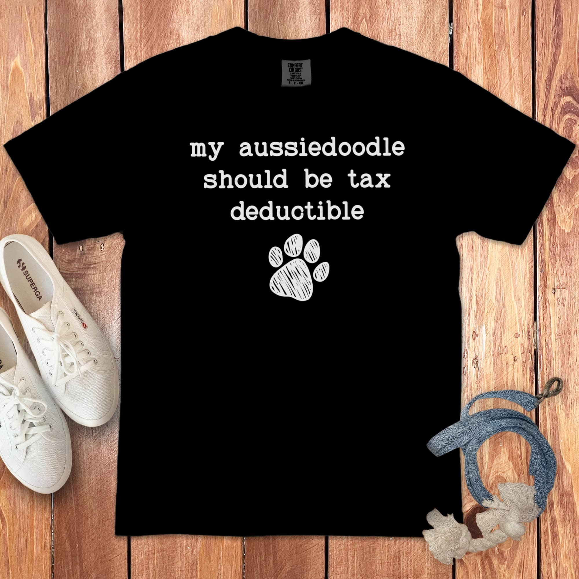 Aussiedoodle Tax Signature T-Shirt in Black / S by Puppy Jo