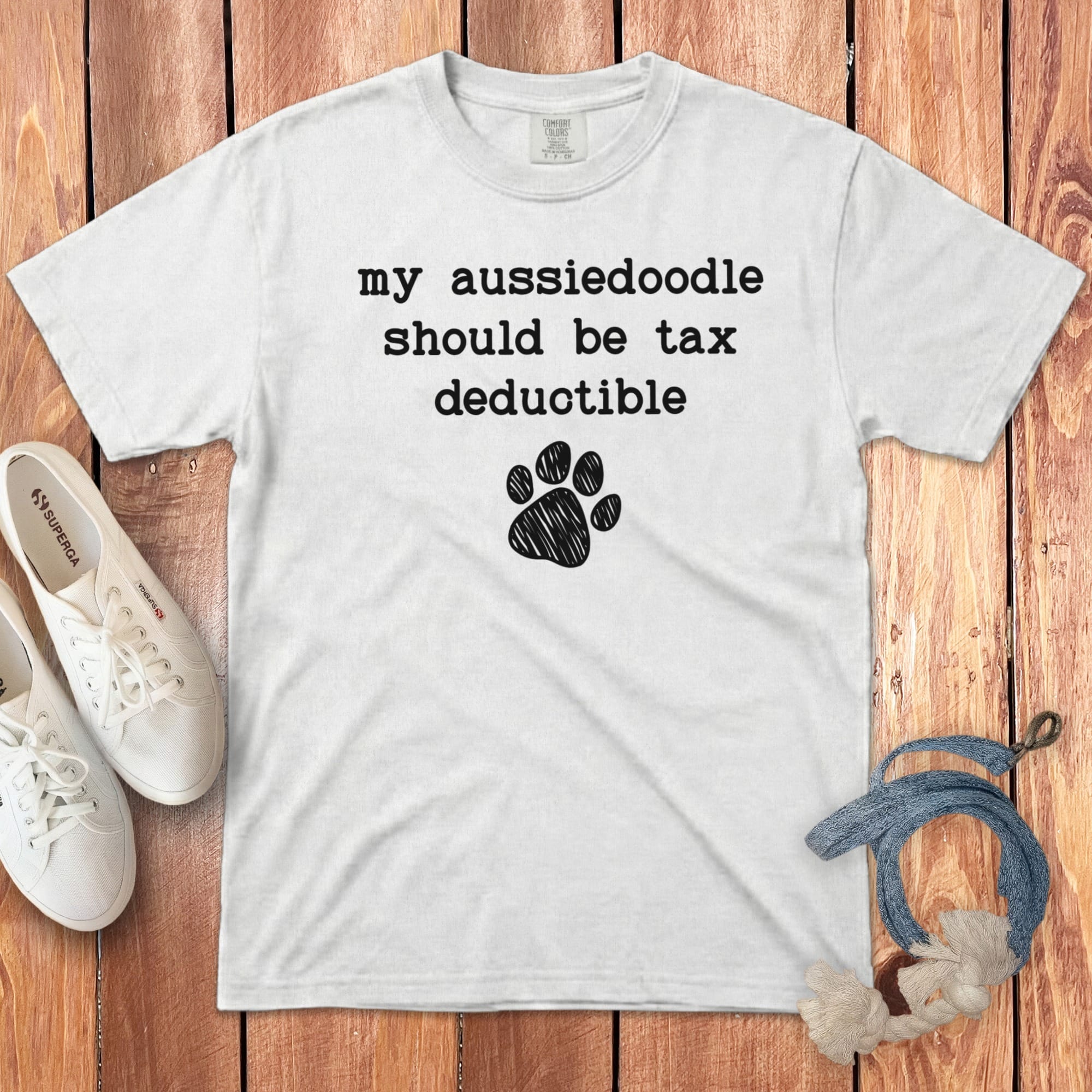Aussiedoodle Tax Signature T-Shirt in White / S by Puppy Jo