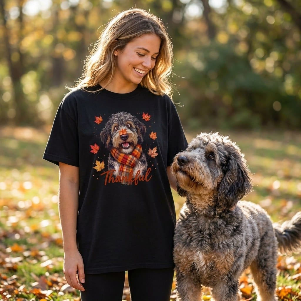Aussiedoodle Thankful Signature T-Shirt in by Puppy Jo