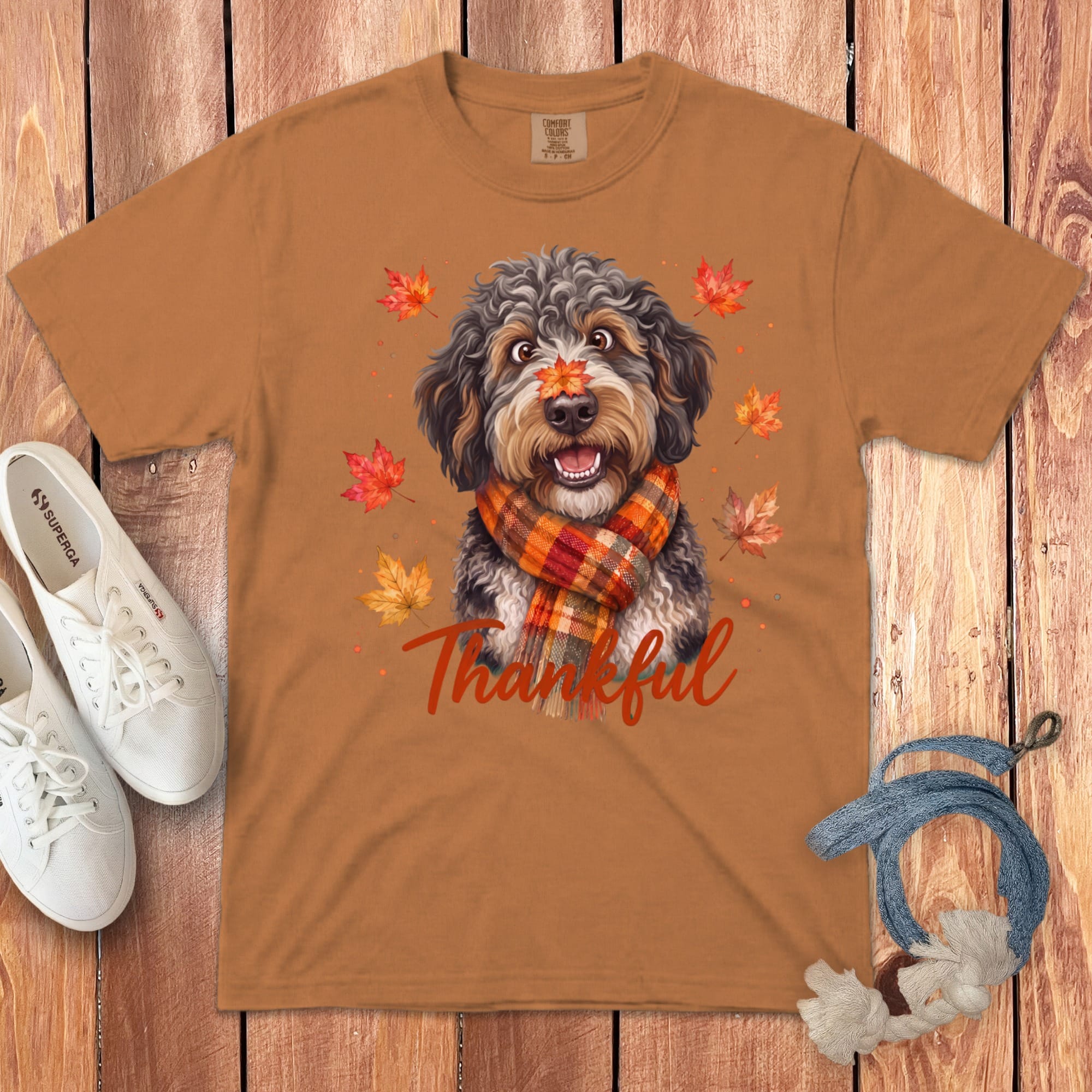 Aussiedoodle Thankful Signature T-Shirt in Yam / S by Puppy Jo