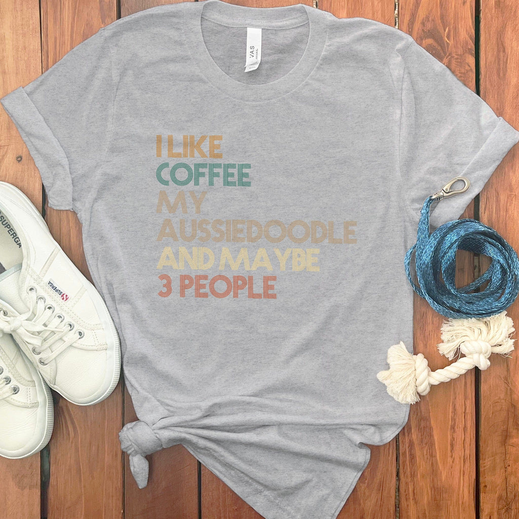 Aussiedoodle Three People T-Shirt in Athletic Heather / S by Puppy Jo
