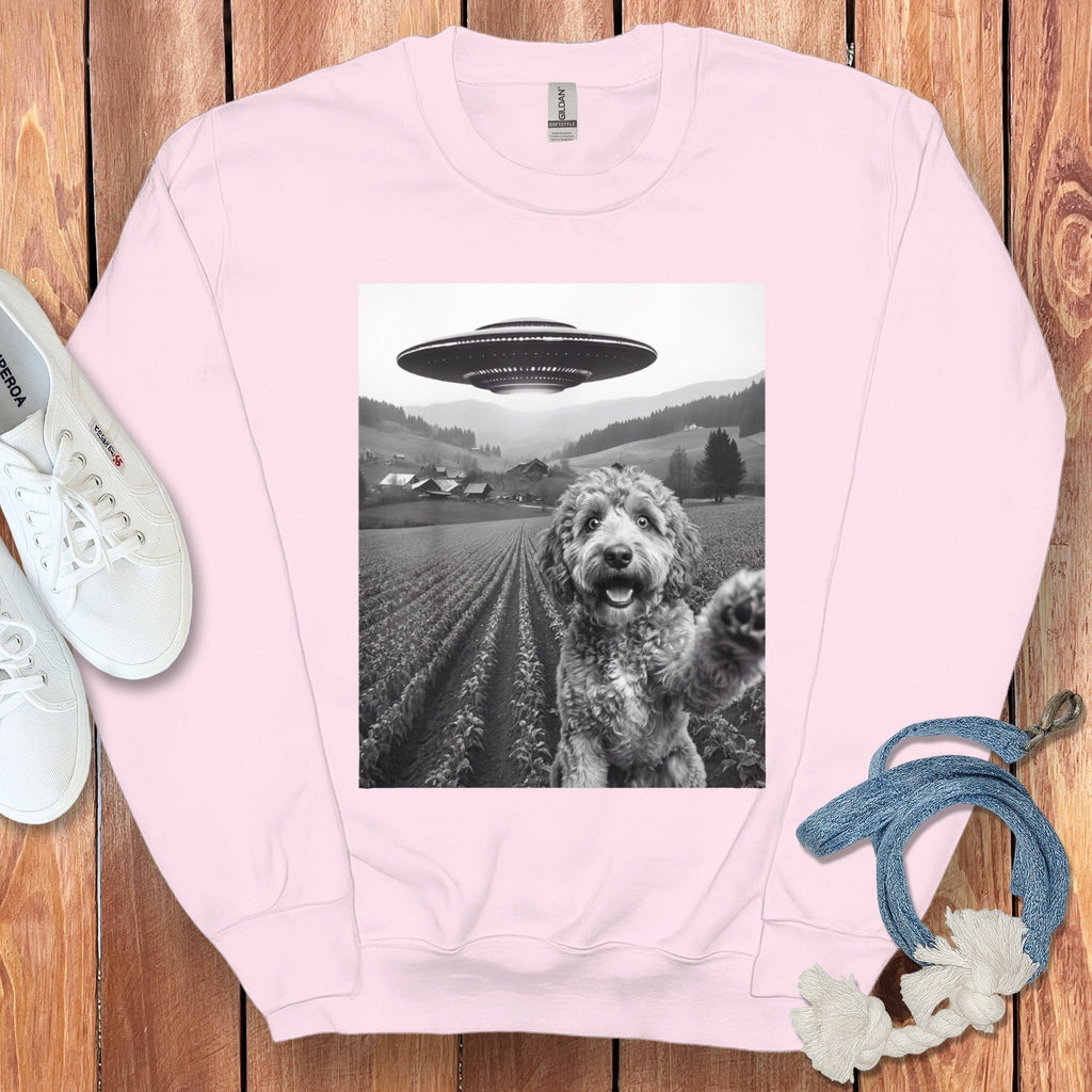 Aussiedoodle UFO Sweatshirt in Light Pink / S by Puppy Jo