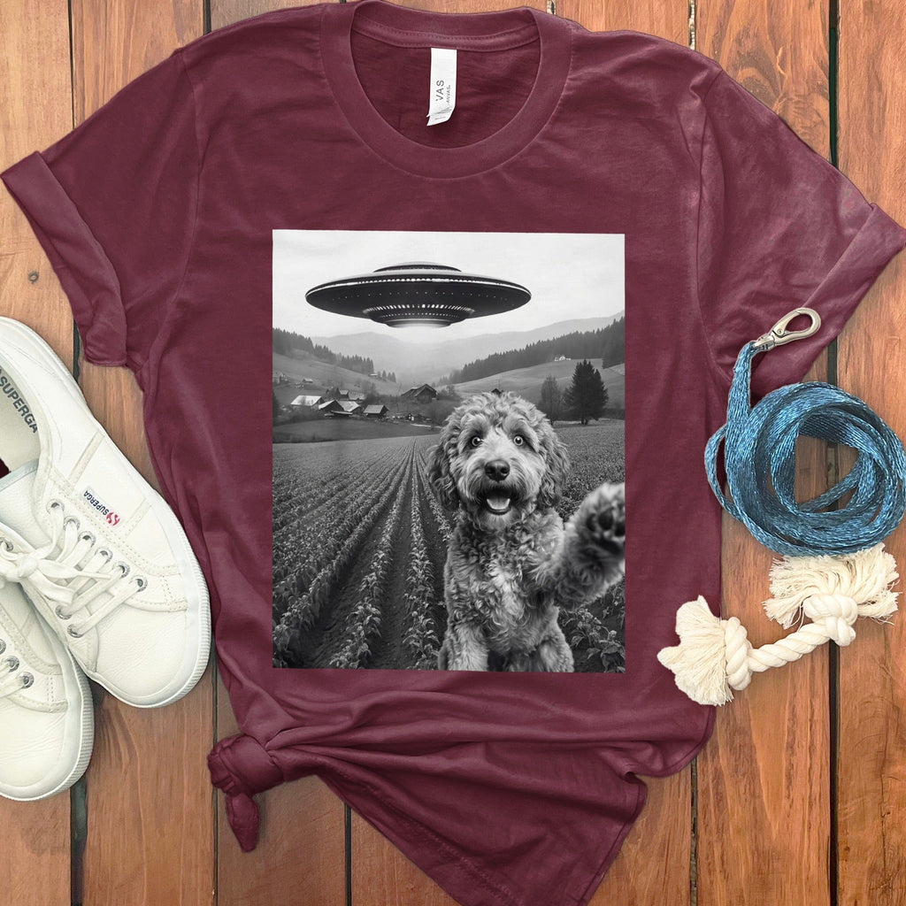 Aussiedoodle UFO T-Shirt in Maroon / S by Puppy Jo