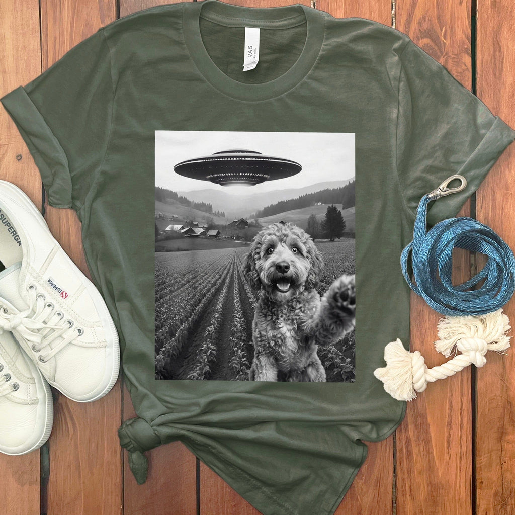 Aussiedoodle UFO T-Shirt in Military Green / S by Puppy Jo