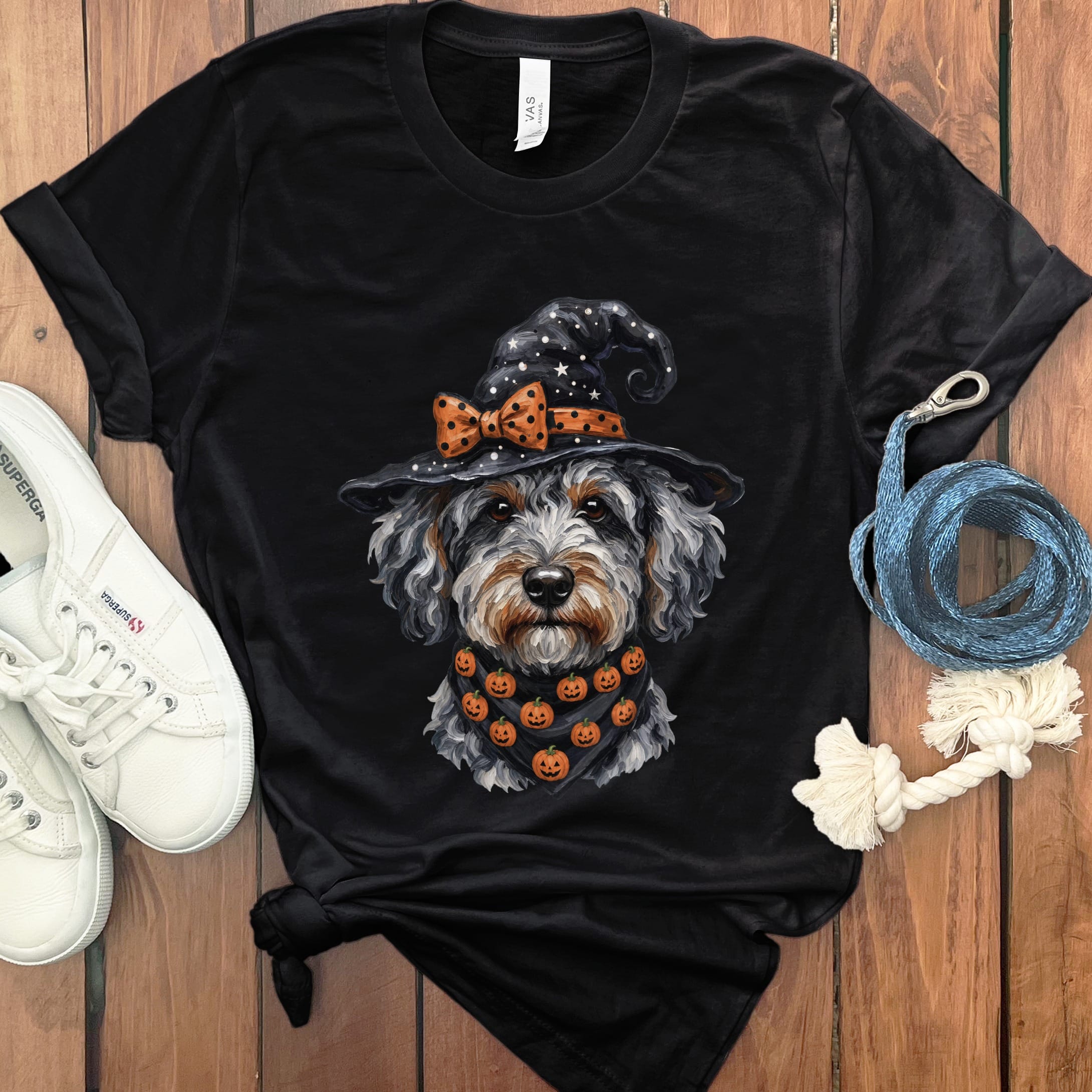 Aussiedoodle Witch Hat T-Shirt in Black / S by MyDesigns