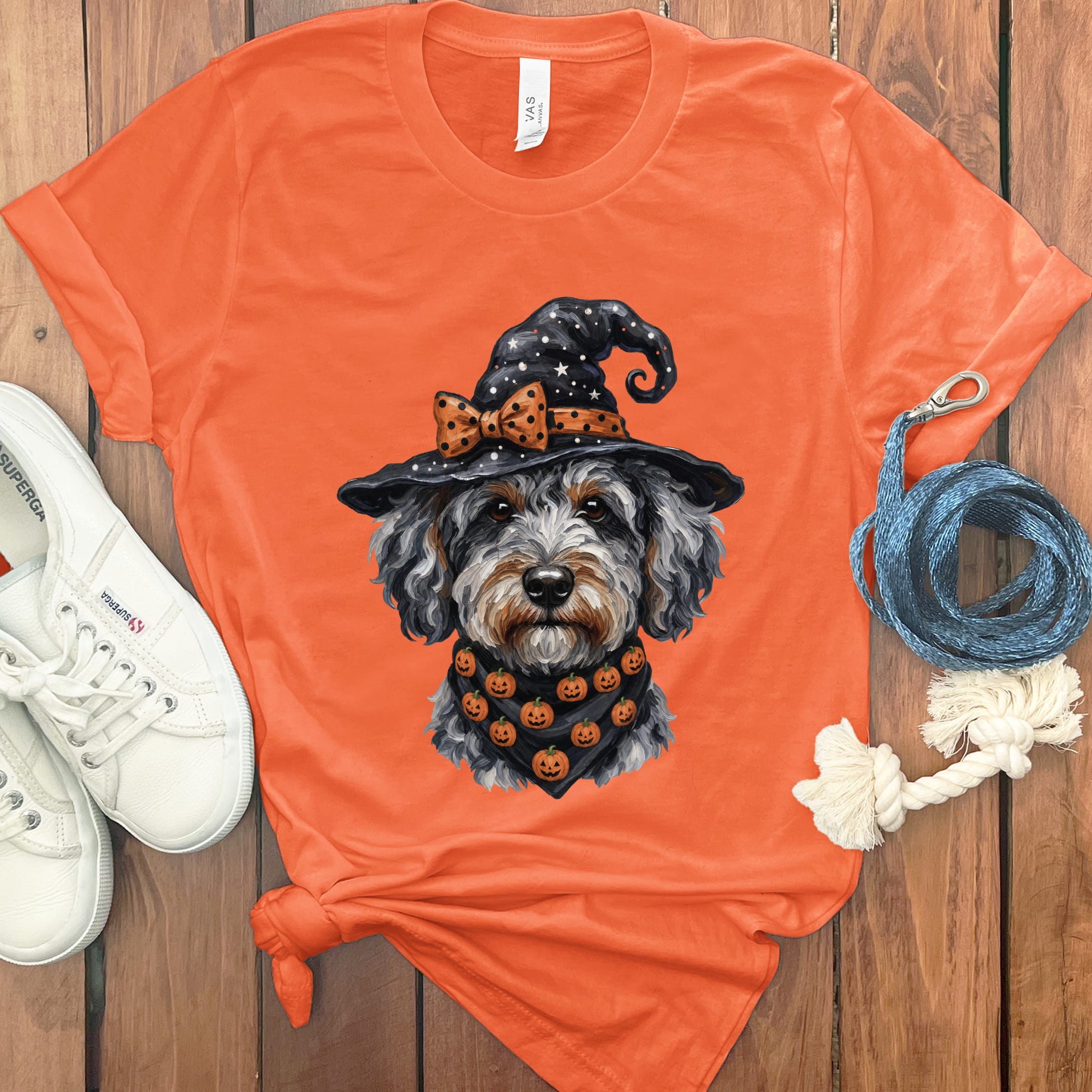 Aussiedoodle Witch Hat T-Shirt in Orange / S by MyDesigns