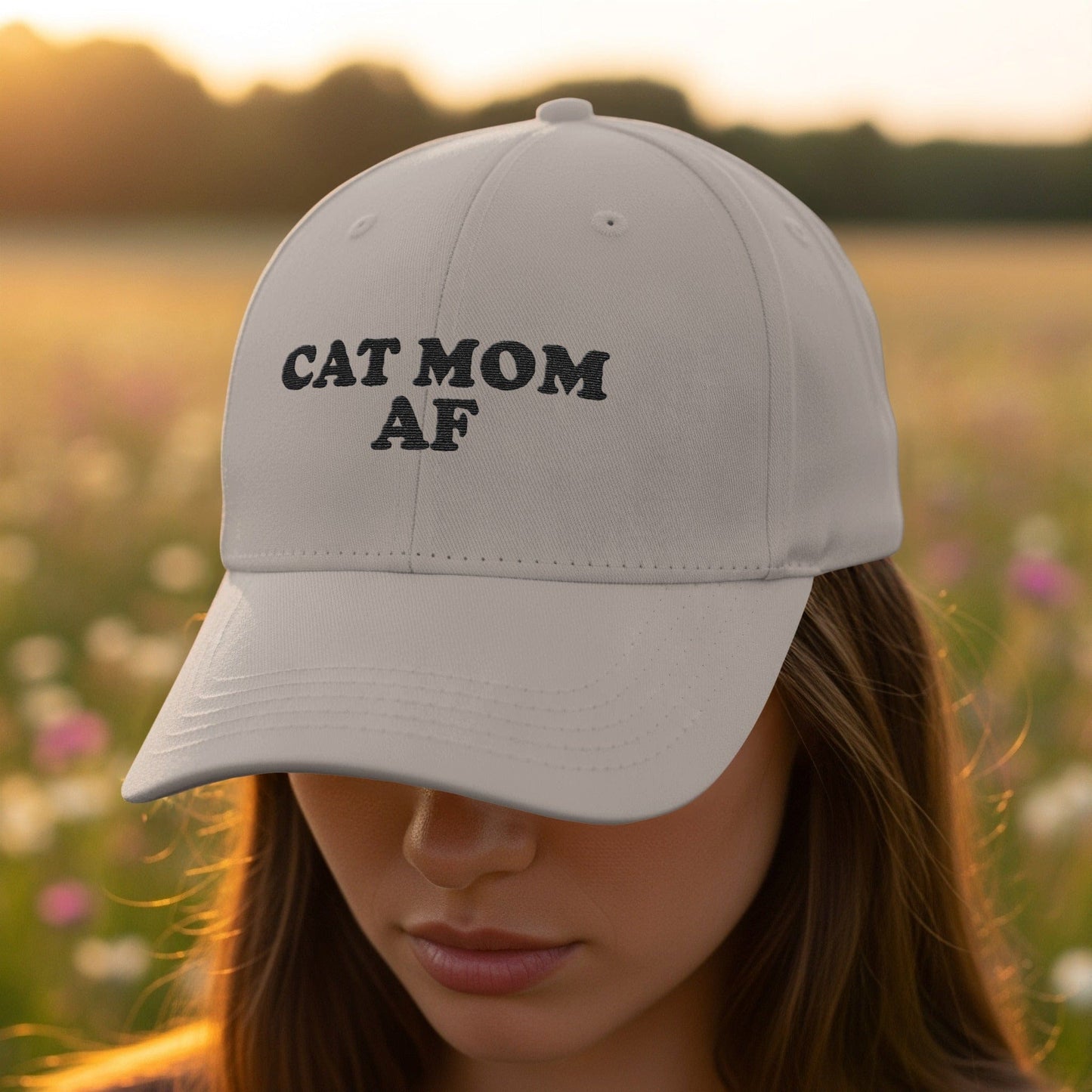 Cat Mom AF Inspirational Statement Hat product type