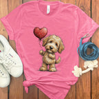 Cute Puppy with Heart Balloon Graphic T-Shirt