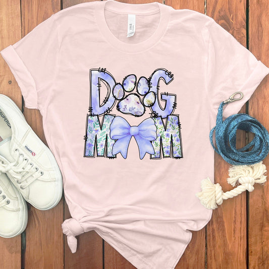 Dog Mom Paw Print and Bow Graphic T-shirt product type