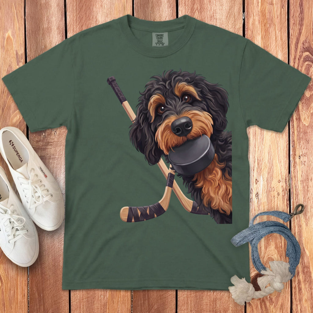 Phantom Goldendoodle Hockey Signature T-Shirt in Blue Spruce / S by Puppy Jo
