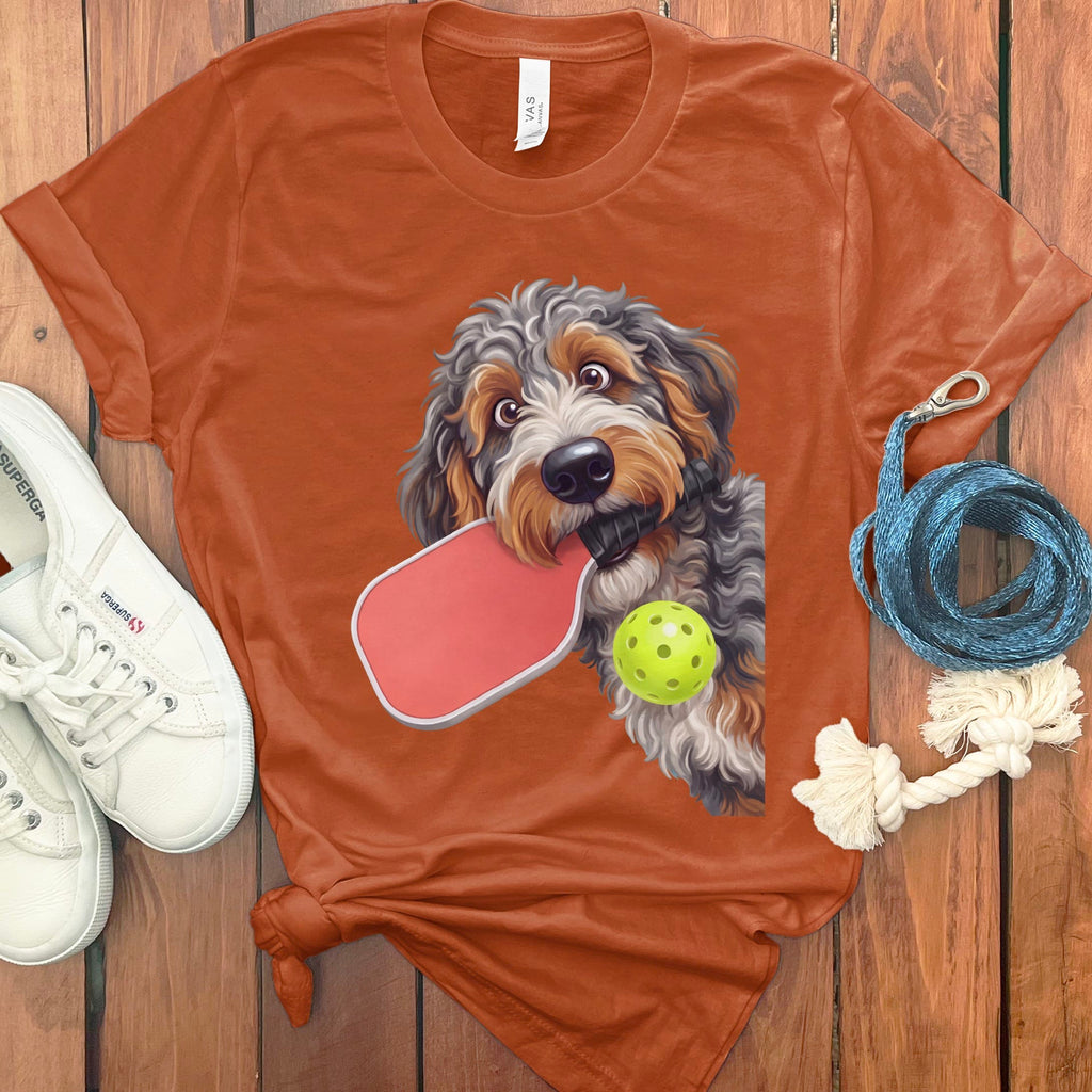 Aussiedoodle Pickleball T-Shirt in Autumn / S by Puppy Jo