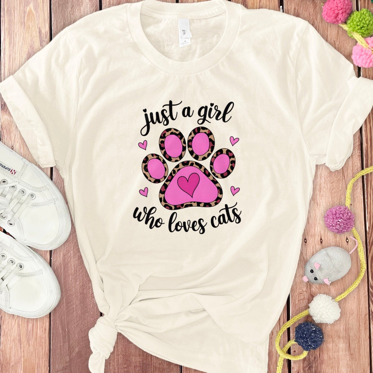 Just a girl who loves cats pink paw print product