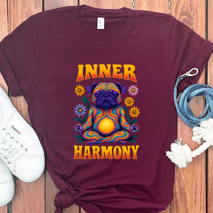 Inner Harmony Pug and Floral Design T-Shirt Product