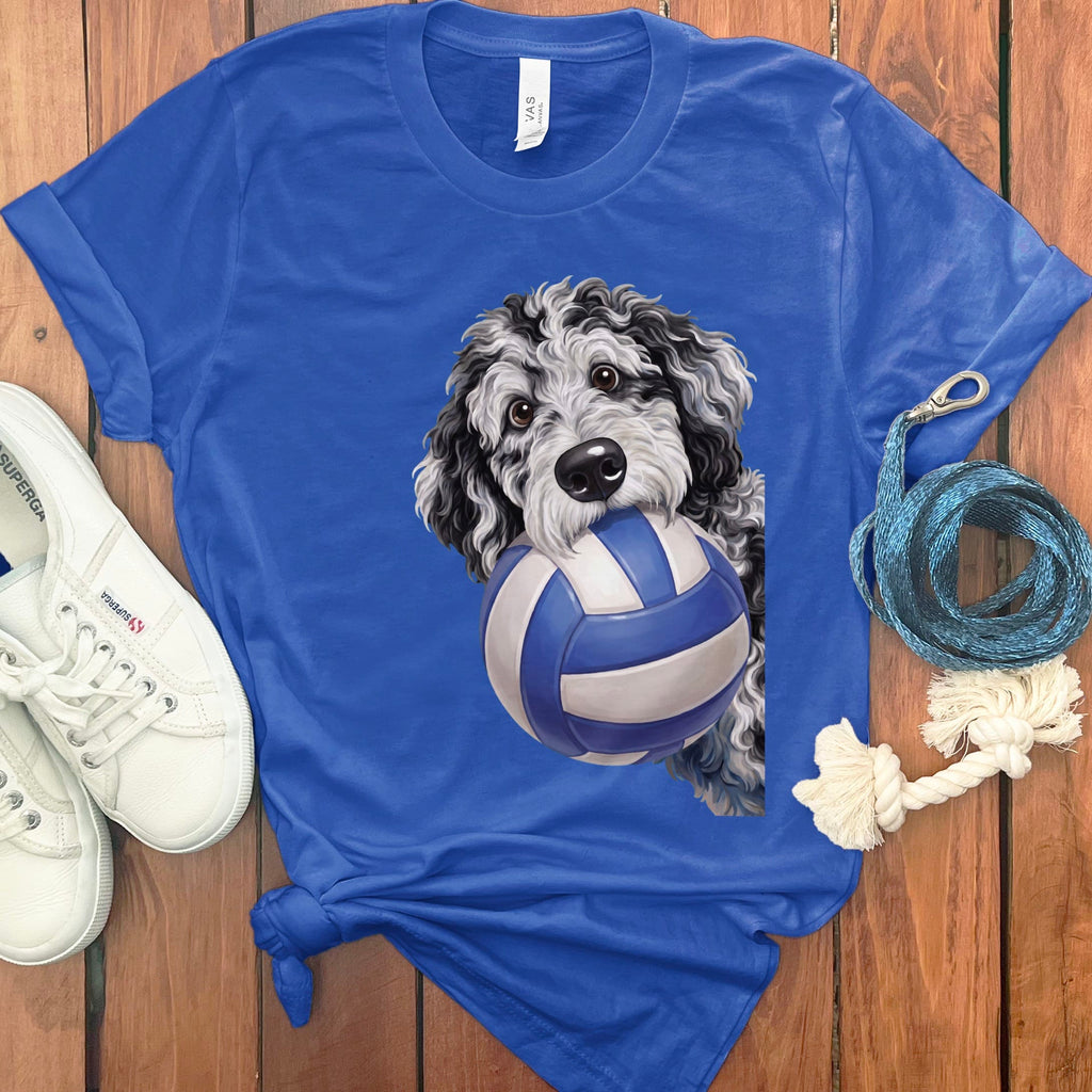 Merle Goldendoodle Volleyball T-Shirt in True Royal / S by Puppy Jo
