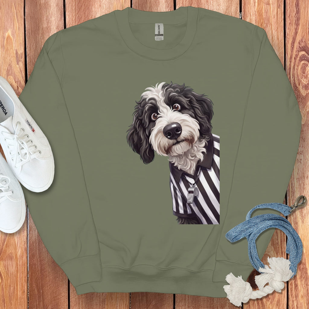 Sheepadoodle Football Referee Sweatshirt in Military Green / S by Puppy Jo