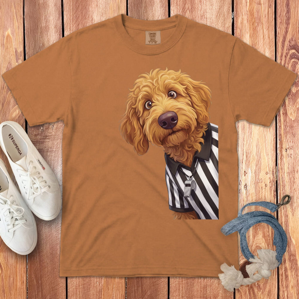 Apricot Goldendoodle Football Referee Signature T-Shirt in Yam / S by Puppy Jo