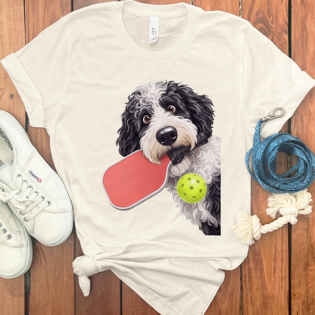 Sheepadoodle Pickleball T-Shirt in Natural / S by Puppy Jo