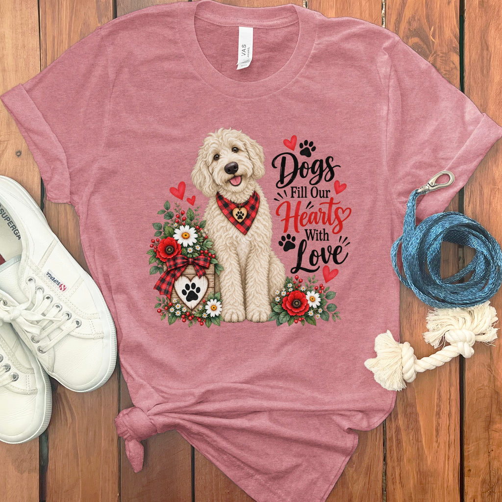 Cream Goldendoodle Hearts Love T-Shirt