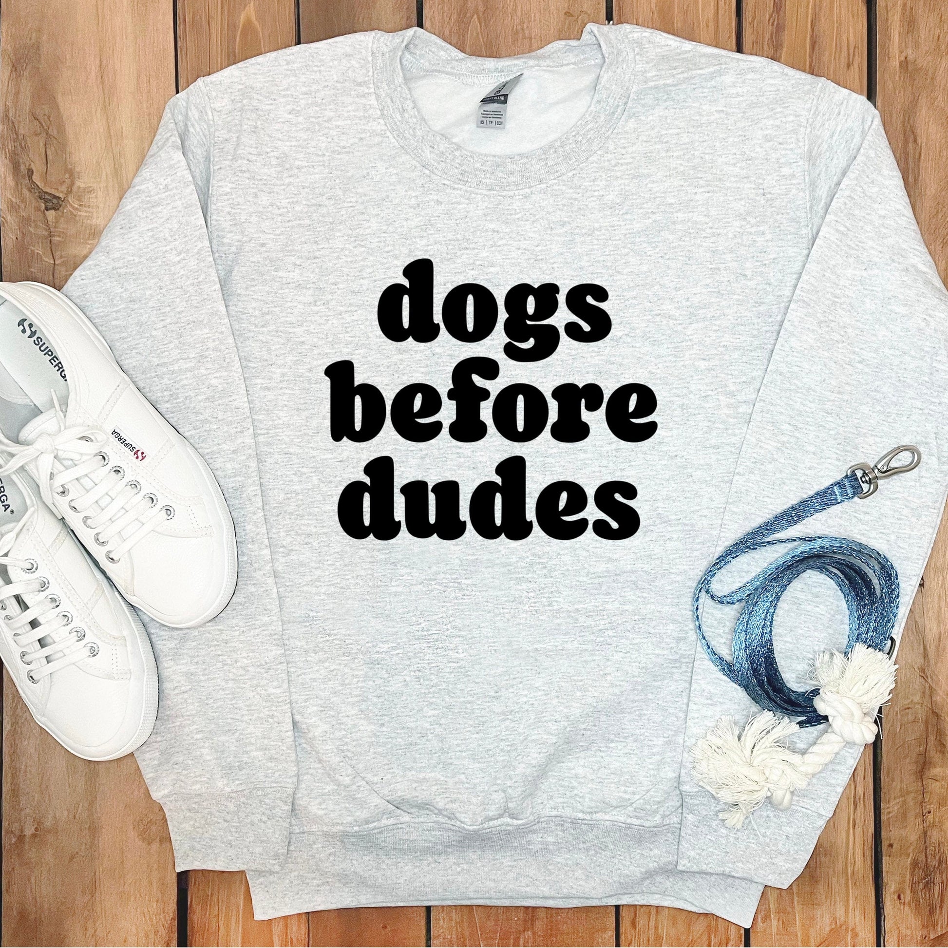dogs before dudes printed statement sweatshirt product