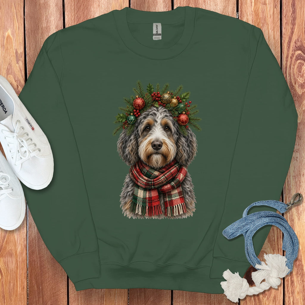 Aussiedoodle Holiday Crown Sweatshirt in Forest Green / S by Puppy Jo