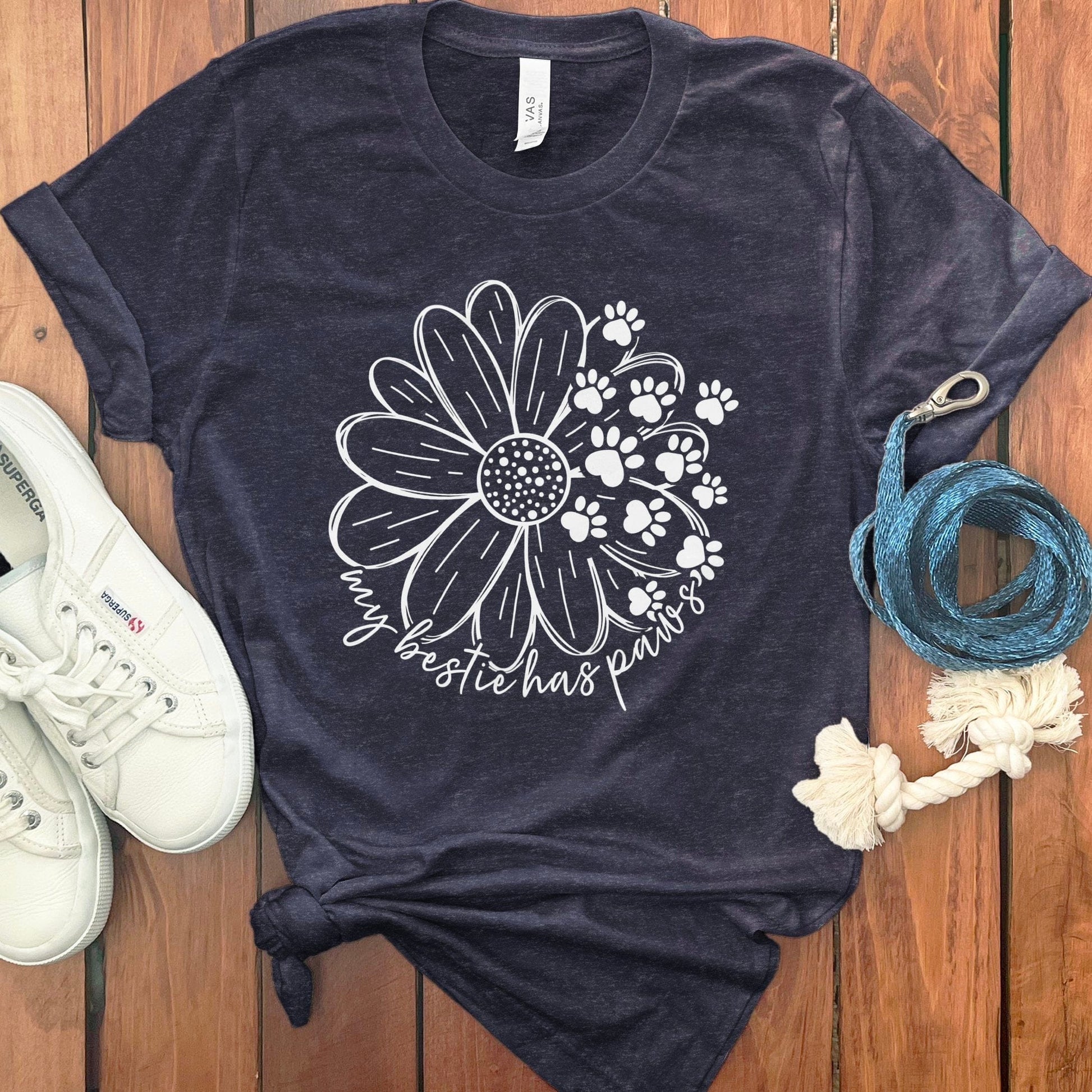 My Bestie Has Paws Flower Graphic Tee Shirt product type