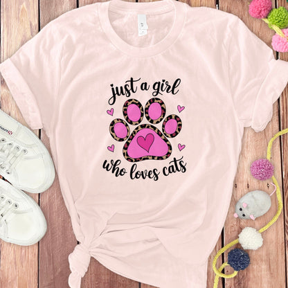 Just a Girl Who Loves Cats Cute Paws Print Shirt product