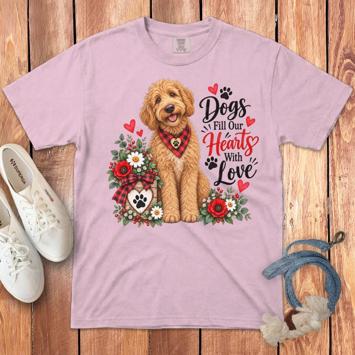 Apricot Goldendoodle Hearts Love Signature T-Shirt