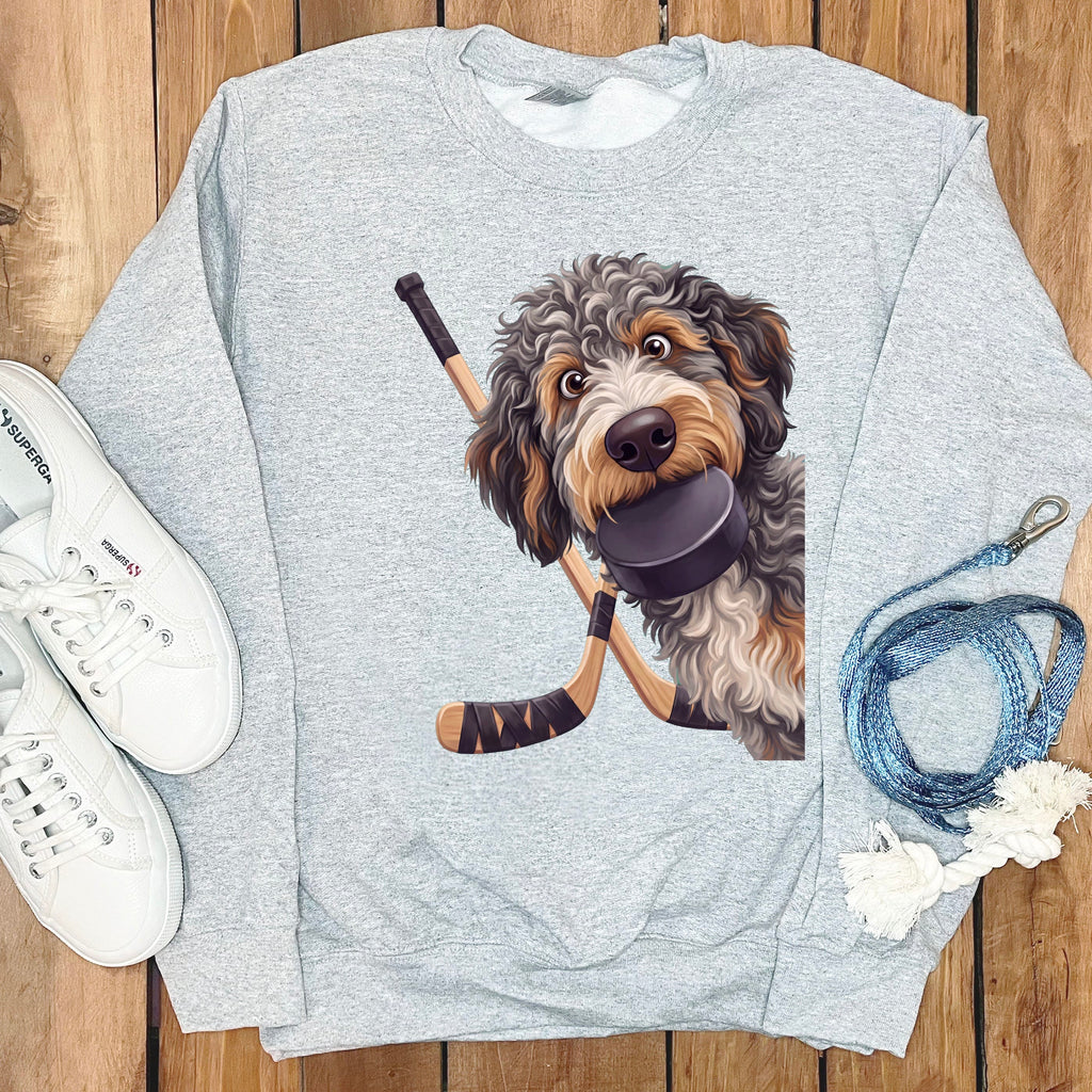 Aussiedoodle Hockey Sweatshirt in Sport Grey / S by Puppy Jo