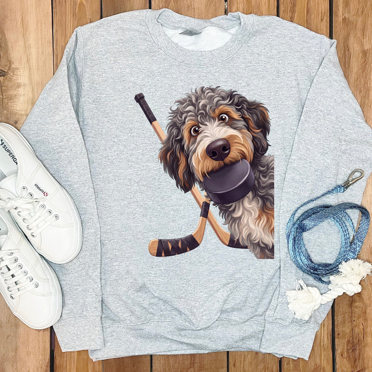 Aussiedoodle Hockey Sweatshirt in Sport Grey / S by Puppy Jo
