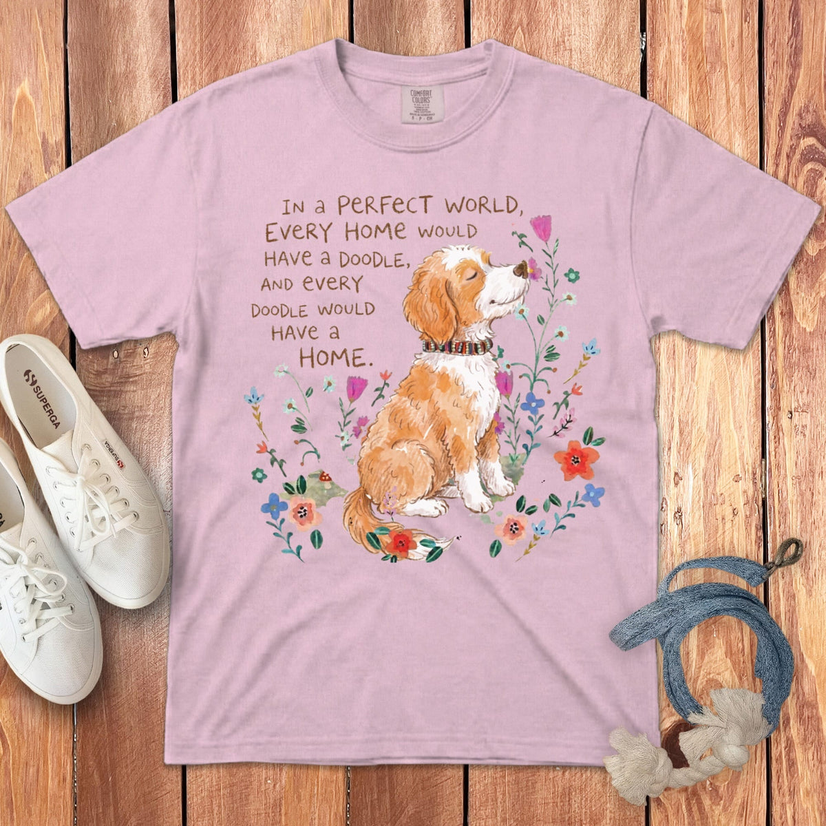 Perfect World Parti Goldendoodle Signature T-Shirt in Blossom / S by Puppy Jo