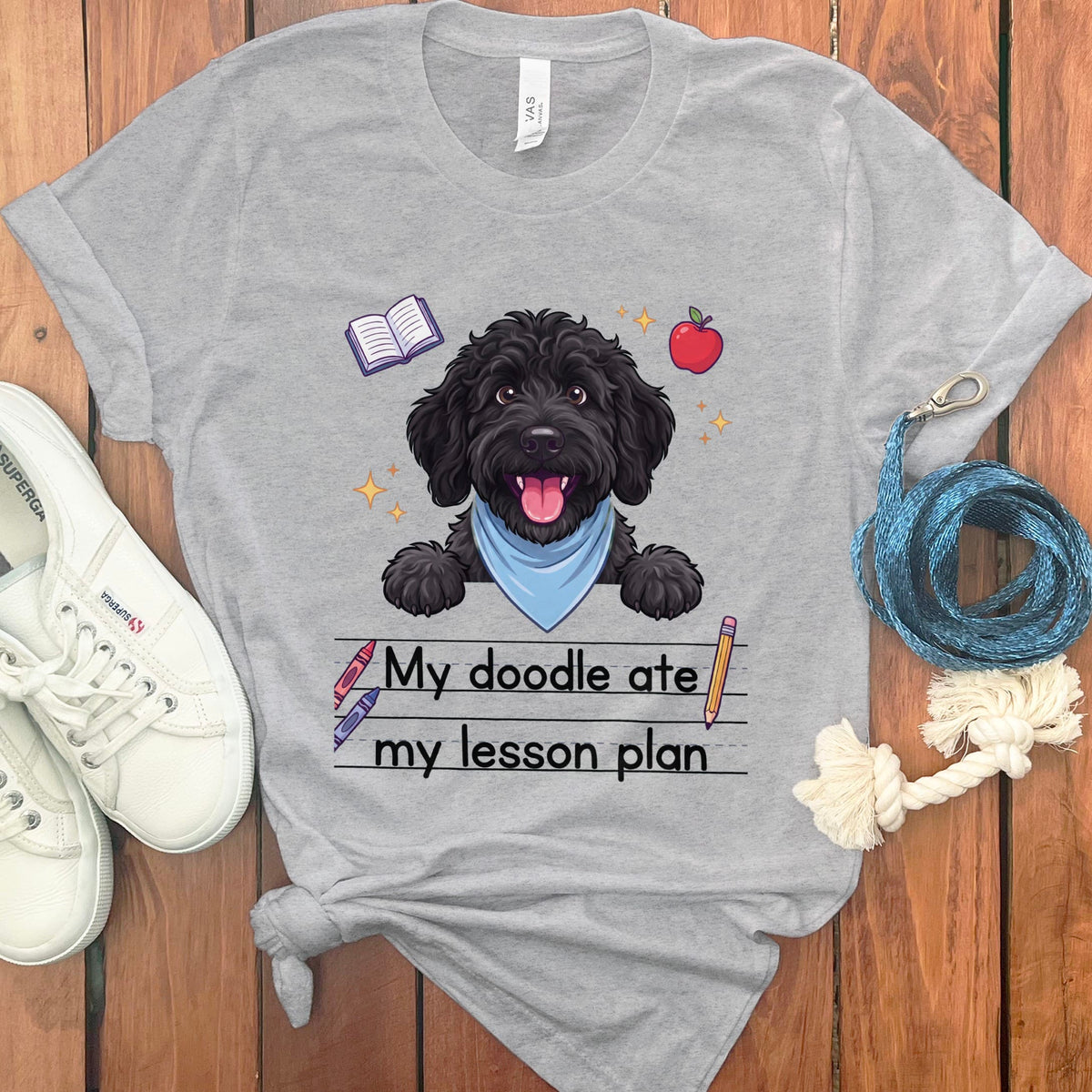 Black Goldendoodle Ate Lesson T-Shirt in Athletic Heather / S by Puppy Jo