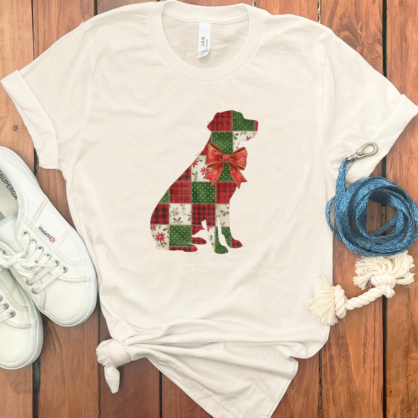 Festive Patchwork Dog Silhouette T-Shirt product