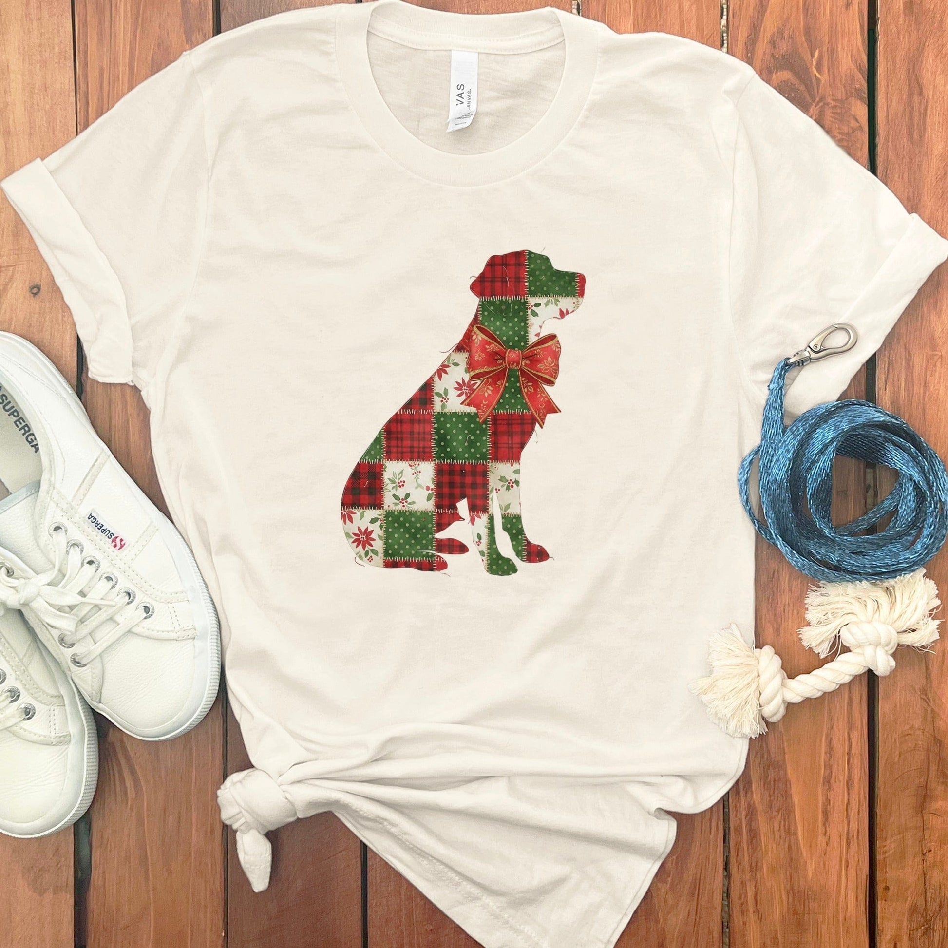 Festive Patchwork Dog Silhouette T-Shirt product