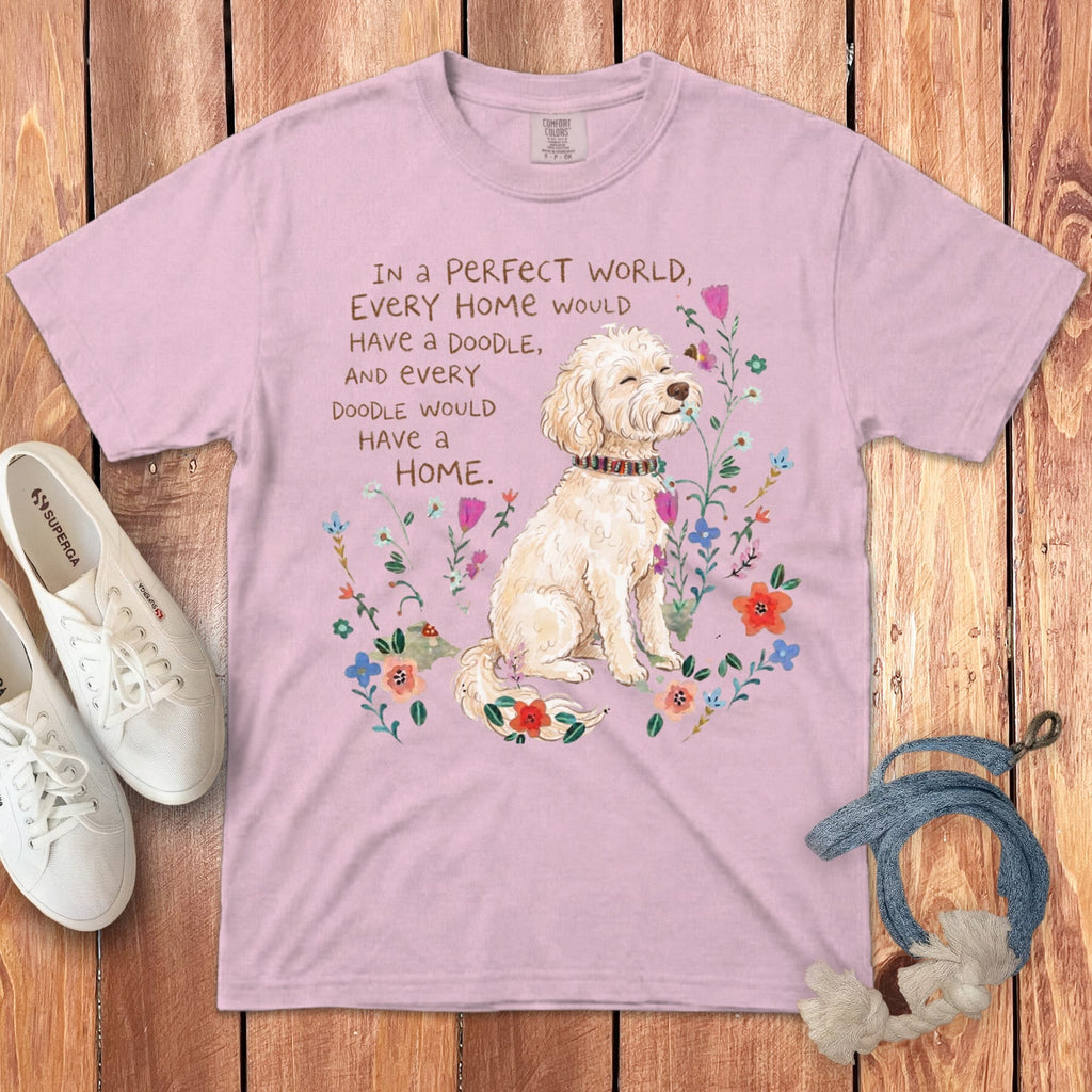 Perfect World Maltipoo Signature T-Shirt in Blossom / S by Puppy Jo