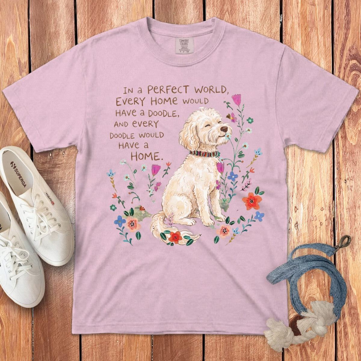 Perfect World Maltipoo Signature T-Shirt in Blossom / S by Puppy Jo