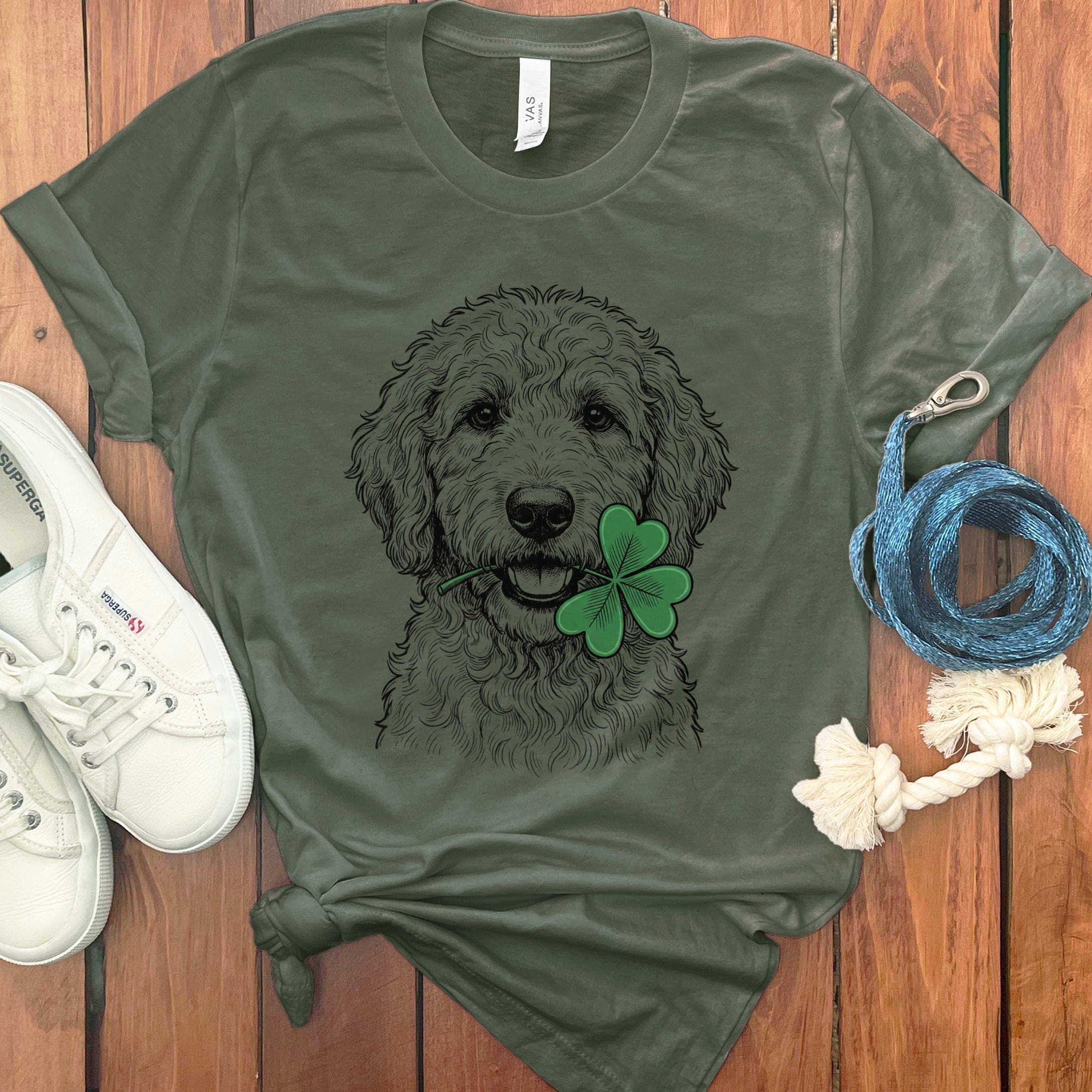 Cute Dog with Shamrock Illustration Graphic T-shirt