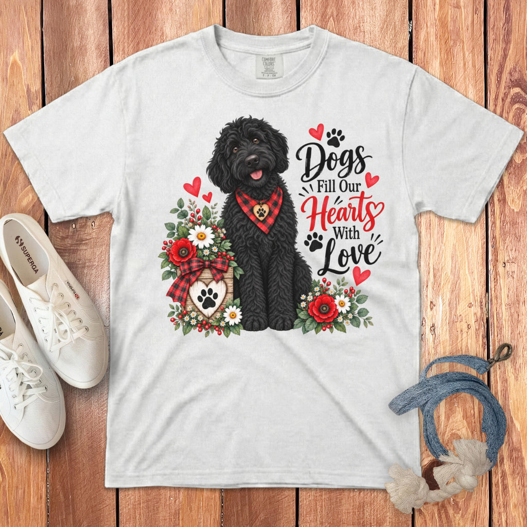 Black Goldendoodle Hearts Love Signature T-Shirt