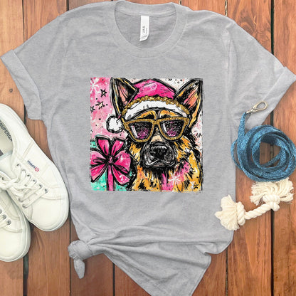 Festive Dog With Glasses Holiday Graphic Tee product