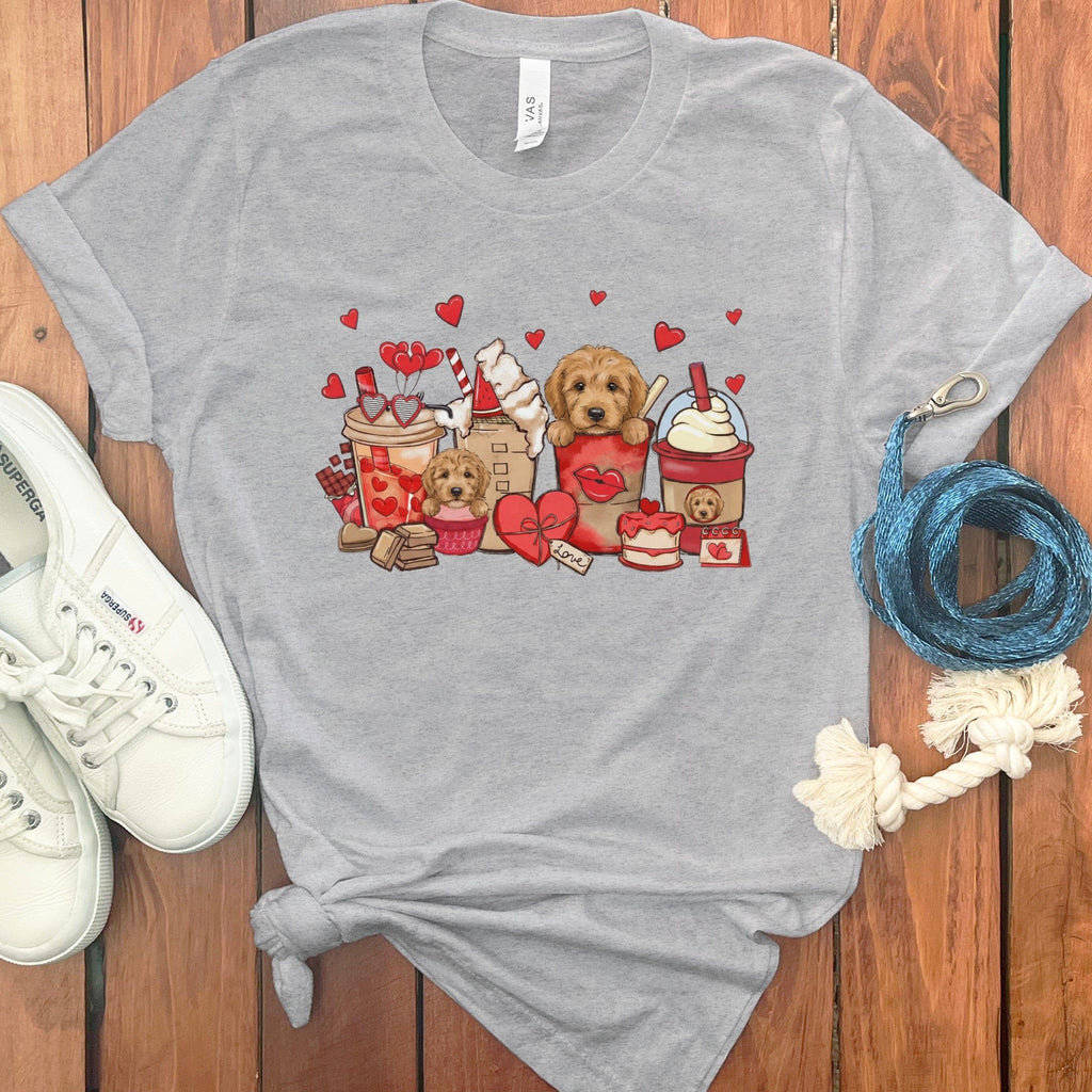 Adorable Puppy and Coffee Lovers Graphic Tee Product