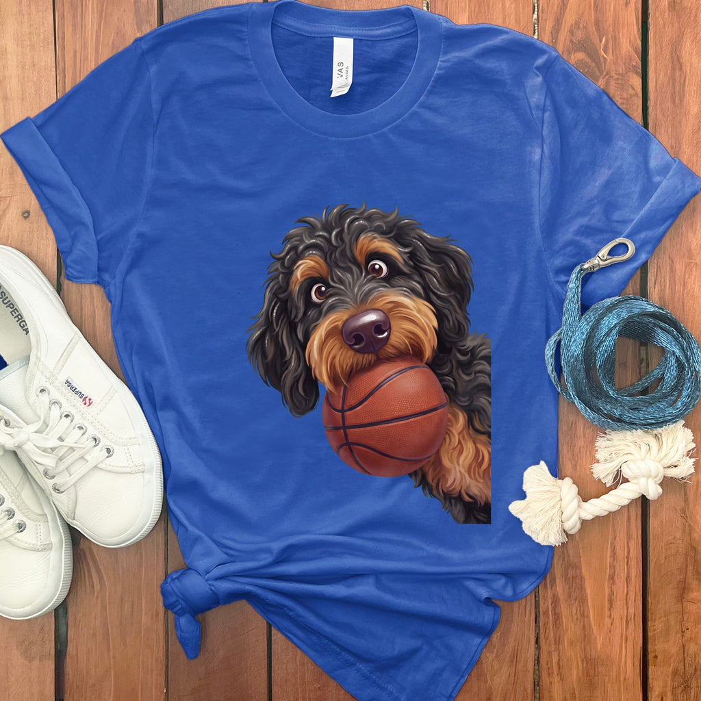 Phantom Goldendoodle Basketball T-Shirt in True Royal / S by Puppy Jo