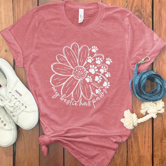 My Bestie Has Paws Floral Design T-shirt product type