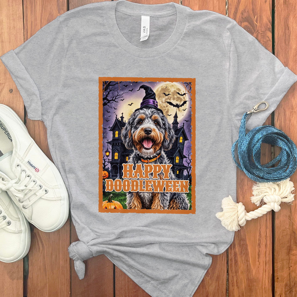 Aussiedoodle Happy Doodleween T-Shirt in S / Athletic Heather by Puppy Jo
