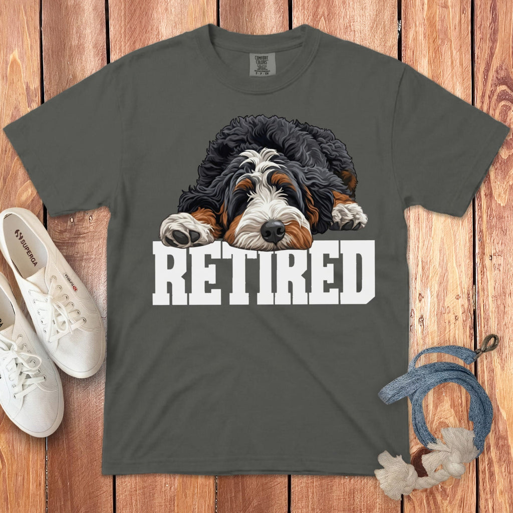 Retired Sleeping Bernedoodle Signature T-Shirt in Pepper / S by Puppy Jo