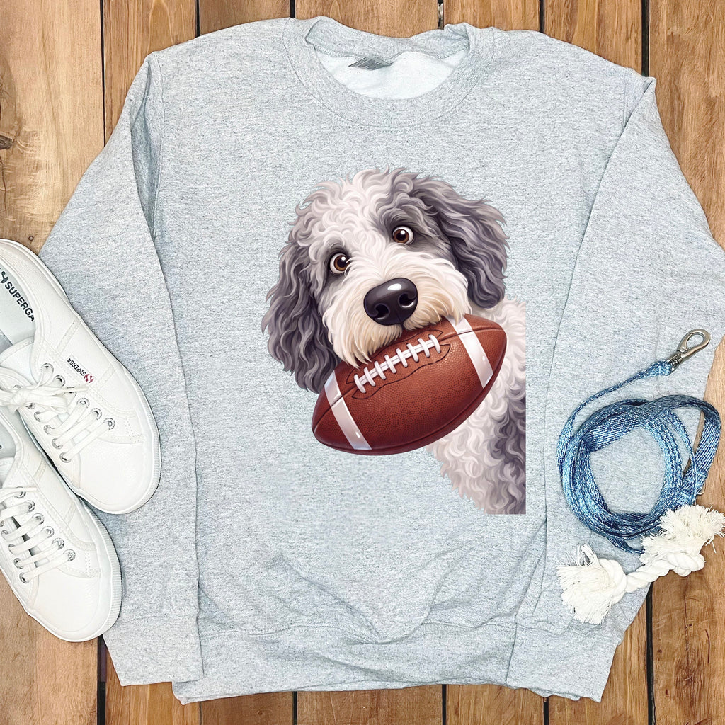 Sheepadoodle Football Sweatshirt in Sport Grey / S by Puppy Jo