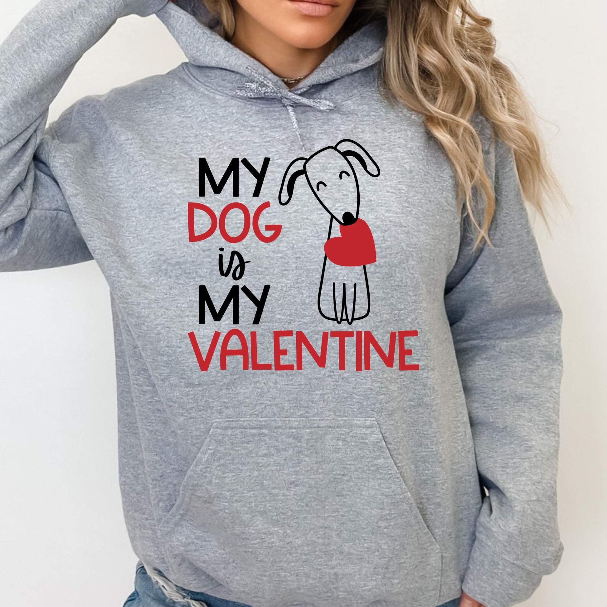 My Dog Is My Valentine Hoodie Sweatshirt - PuppyJo Hoodie S / Sport Grey