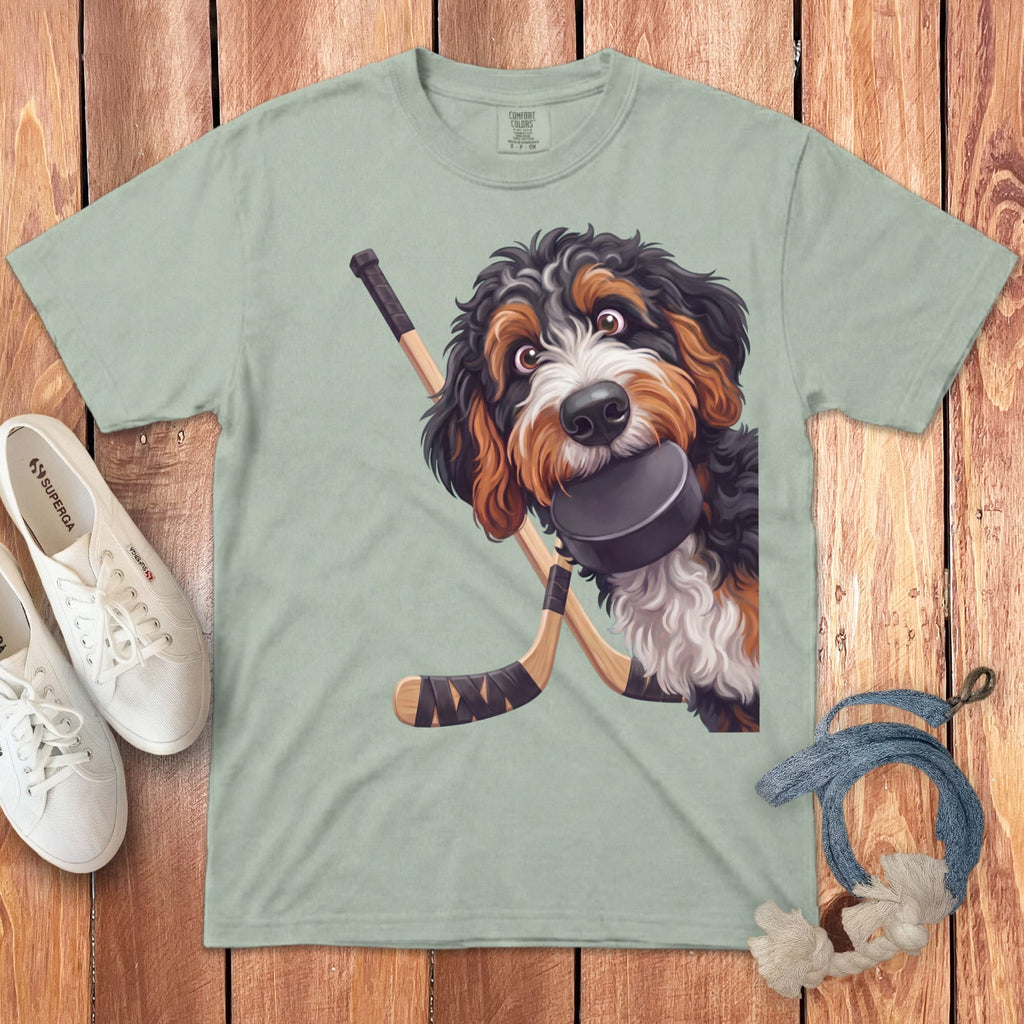 Bernedoodle Hockey Signature T-Shirt in Bay / S by Puppy Jo
