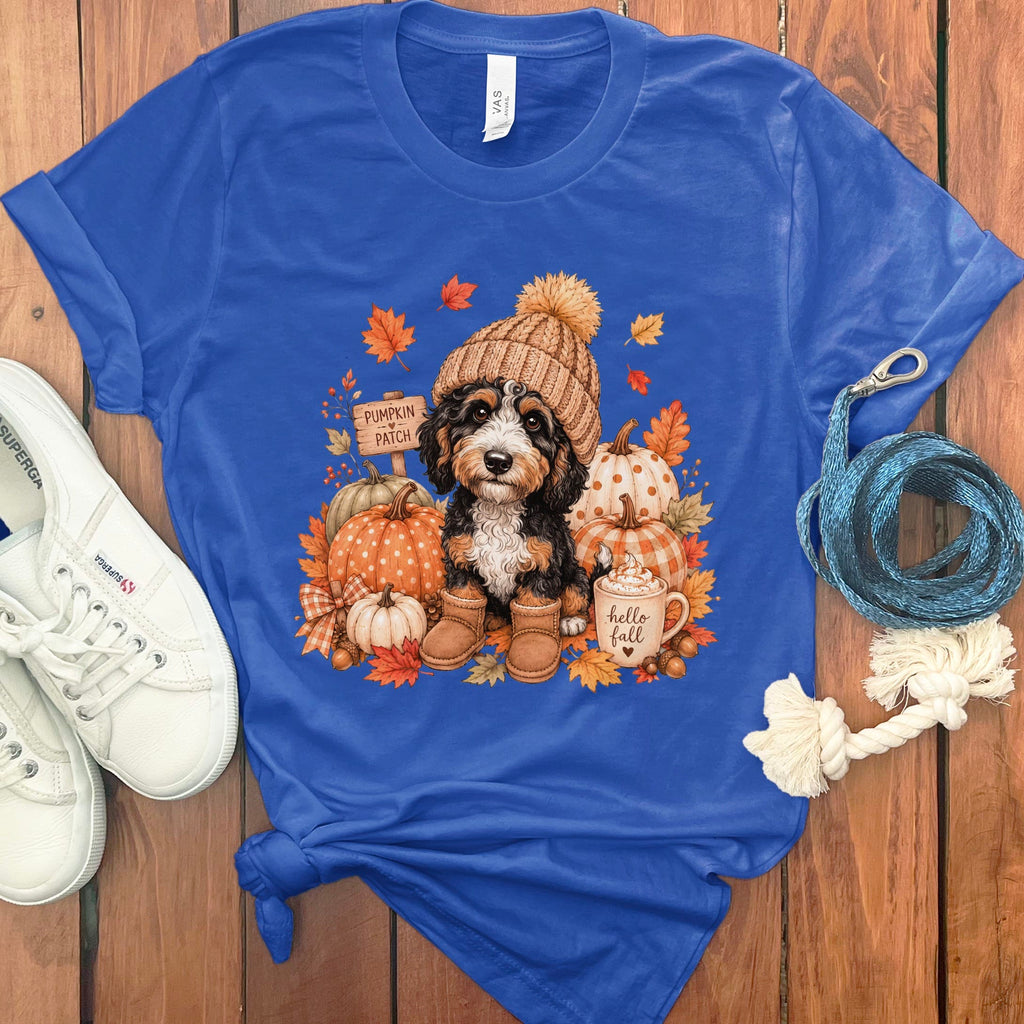 Bernedoodle Pumpkin Patch T-Shirt in True Royal / S by Puppy Jo