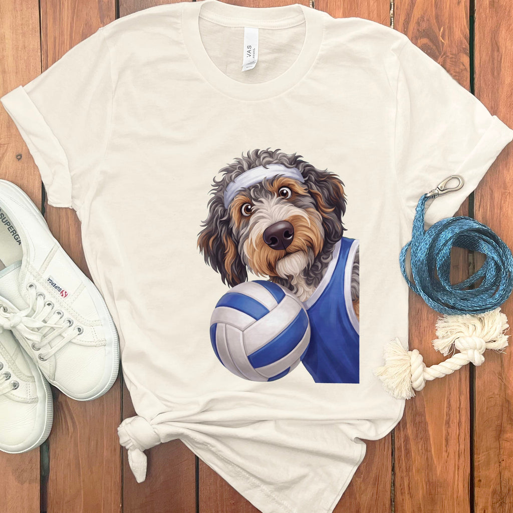 Aussiedoodle Volleyball Player T-Shirt in Natural / S by Puppy Jo